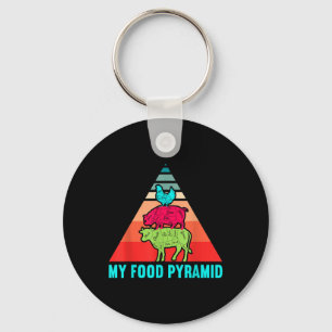 My Food Pyramid Cow Pig Chicken Funny Bbq Smoker B Keychain