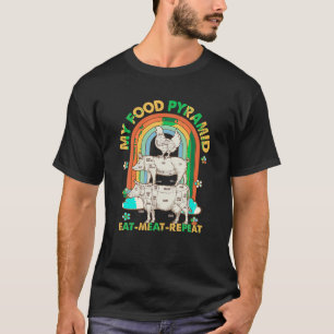 My Food Pyramid Eat Meat Repeat Retro Vintage BBQ  T-Shirt