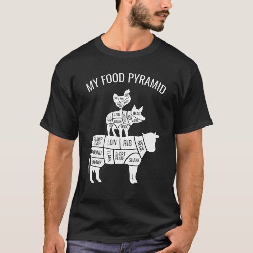 My Food Pyramid Funny Carnivore Cow Pig Chicken T_Shirt