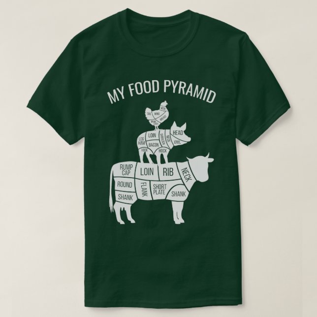 My Food Pyramid Funny Carnivore Cow Pig Chicken  T-Shirt (Design Front)