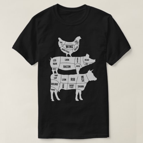 My Food Pyramid Funny Carnivore Cow Pig Chicken T_Shirt