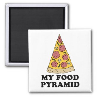 My Food Pyramid Pizza Cartoon Magnet