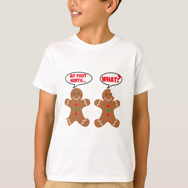 My Foot Hurts Funny Gingerbread Man Christmas T-Shirt (Front)