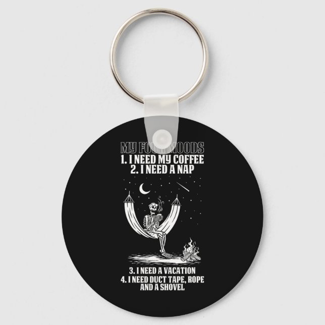 My Four Moods Halloween Costume Skeleton Drinking  Keychain (Front)