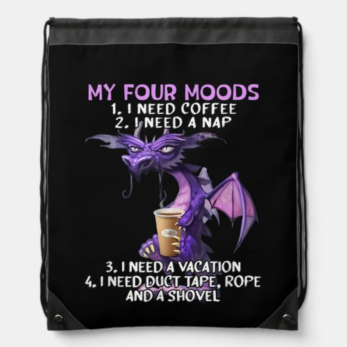 My Four Moods I Need Coffee Drawstring Backpack