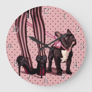 My French Bulldog Large Clock by MarylineCazenave at Zazzle