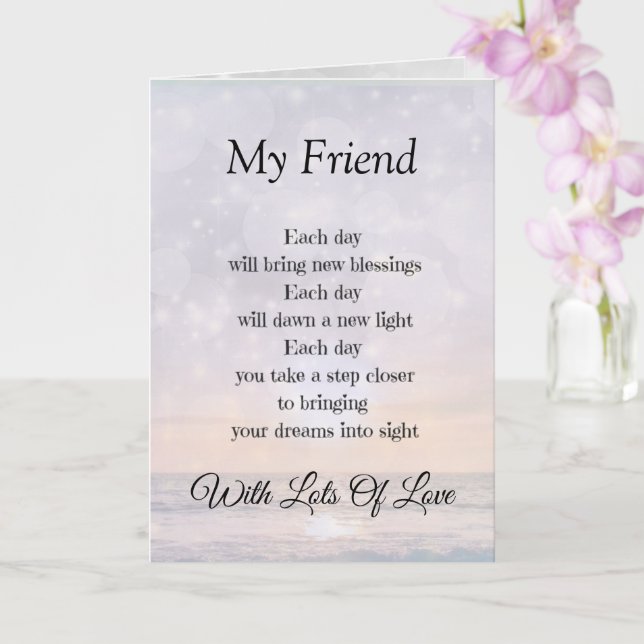 My Friend Encouragement Poem design Greeting Card (Orchid)