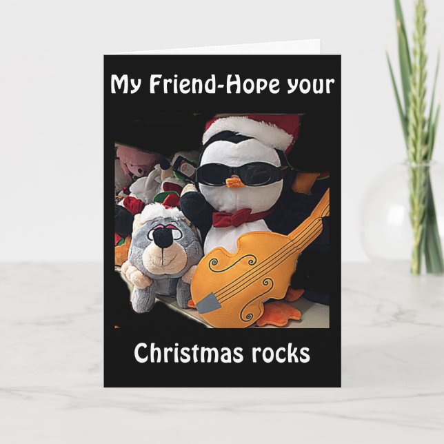 MY FRIEND-H0PE Y0UR CHRITMAS "R0CKS"-YOU ROCK HOLIDAY CARD (Front)