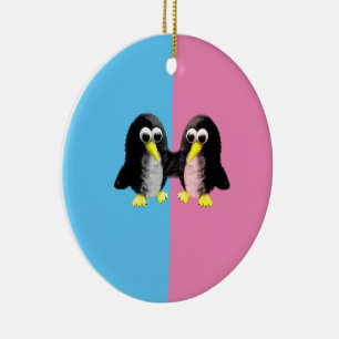 My friend the penguin , gender reveal party  ceramic ornament
