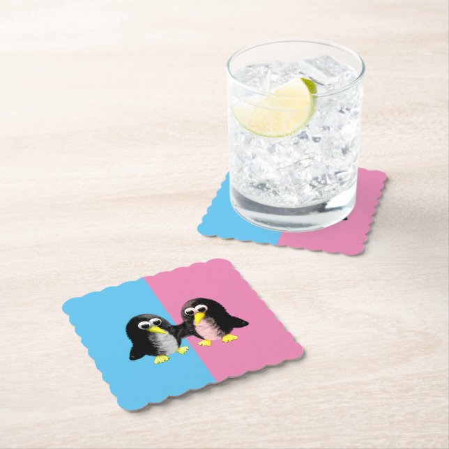 My friend the penguin , gender reveal party paper  paper coaster (Insitu)