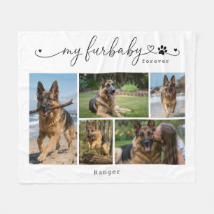 My Furbaby Forever White Pet Five Photo Keepsake Fleece Blanket