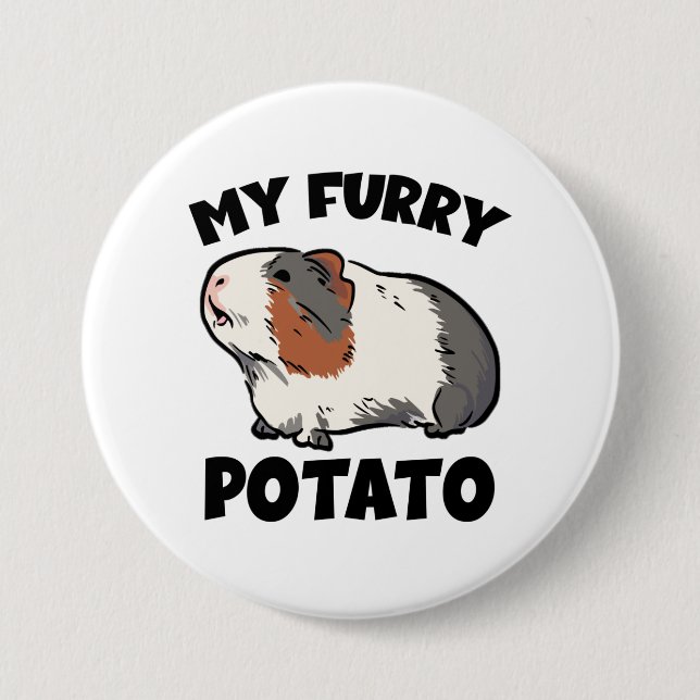 My furry potato guinea pig button (Front)