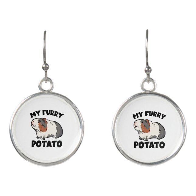 My furry potato guinea pig earrings (Front)