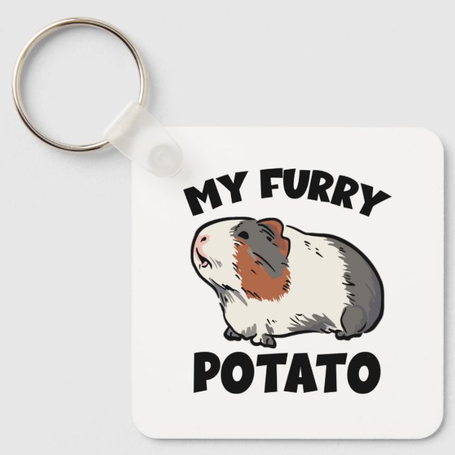 My furry potato guinea pig keychain (Front)