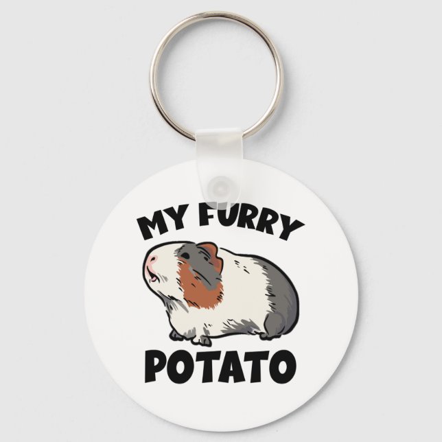 My furry potato guinea pig keychain (Front)