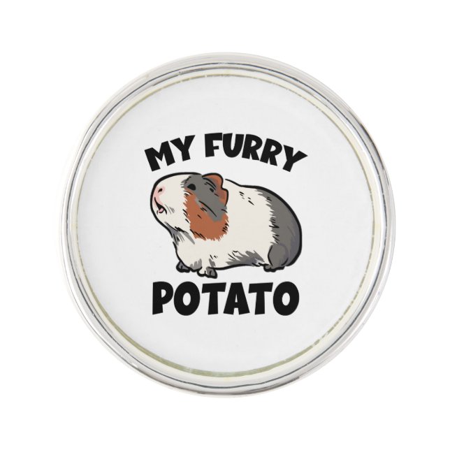 My furry potato guinea pig lapel pin (Front)