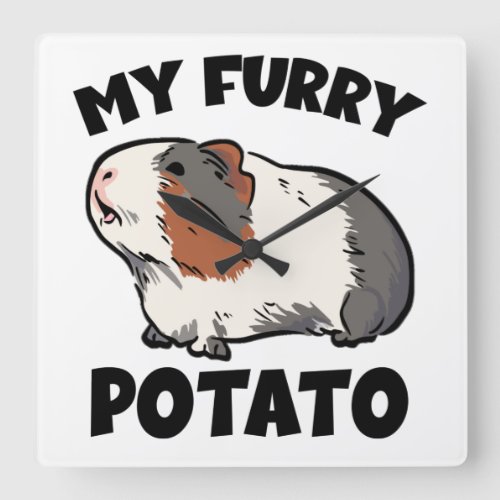 My furry potato guinea pig square wall clock