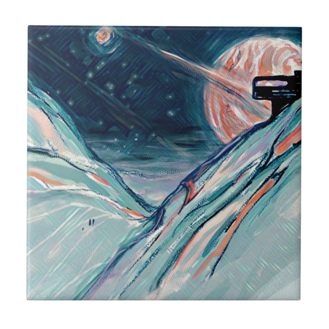 My Future Home in Space Ceramic Tile (Front)