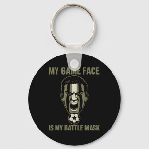 My Game Face Is My Ttle Mask Soccer Fan Camo Graph Keychain