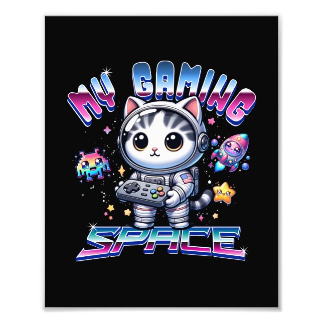 MY GAMING SPACE - KAWAII SPACE CAT PHOTO PRINT (Front)