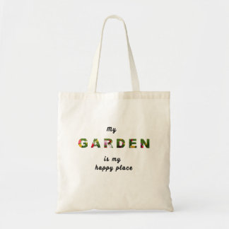 My garden is my happy place tote bag