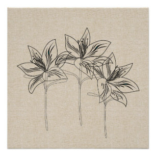 My Garden Lily Drawing Canvas Collage Poster
