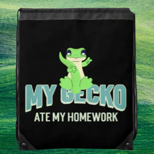 My Gecko Ate My Homework Drawstring Backpack