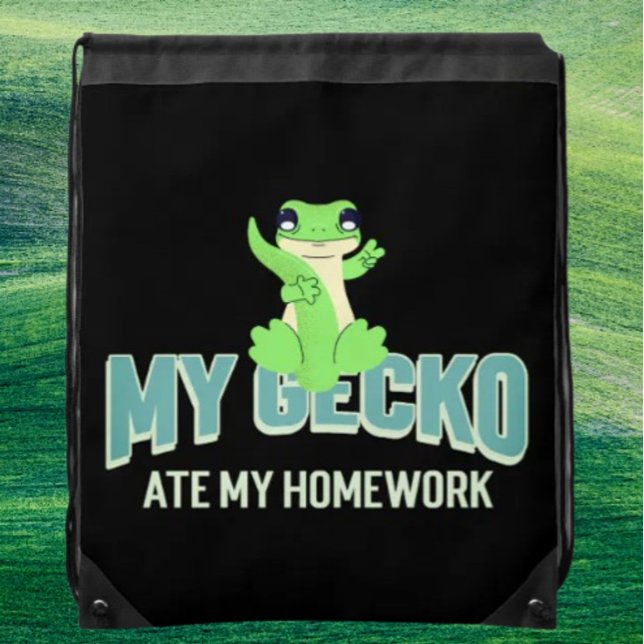My Gecko Ate My Homework Drawstring Backpack (Creator Uploaded)