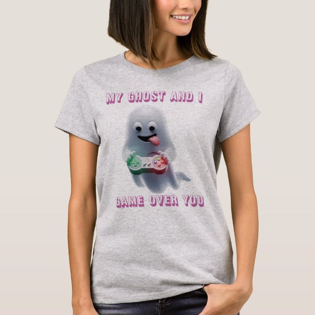 My Ghost and I - Gamer Ghost Funny Spooky T-Shirt (Front)