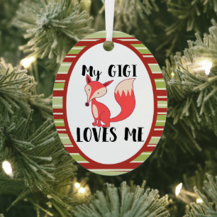 My Gigi Loves Me Cute Fox Metal Ornament