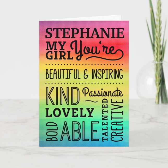 My Girl Birthday - Colorful Compliments Card (Front)