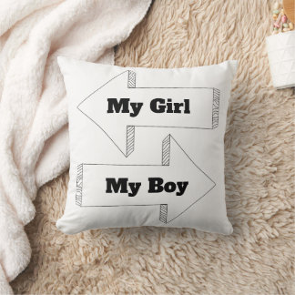 My Girl & My Boy" Decorative Pillow - A Sweet Touc