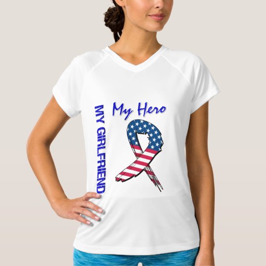 My Girlfriend My Hero Patriotic Grunge Ribbon T-Shirt
