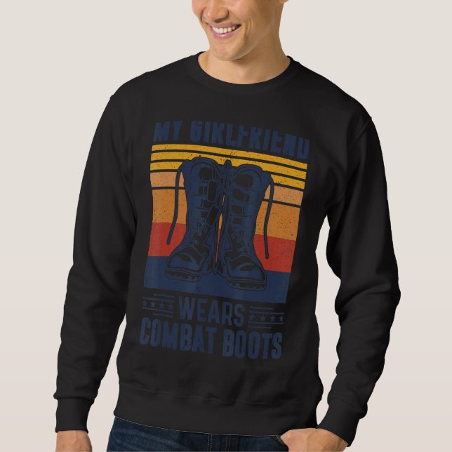 My Girlfriend Wears Combat Boots   Retro Style Sweatshirt (Front)