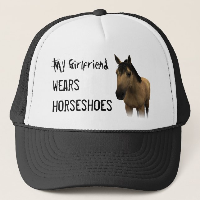 My Girlfriend Wears Horseshoes - Buckskin Trucker Hat (Front)