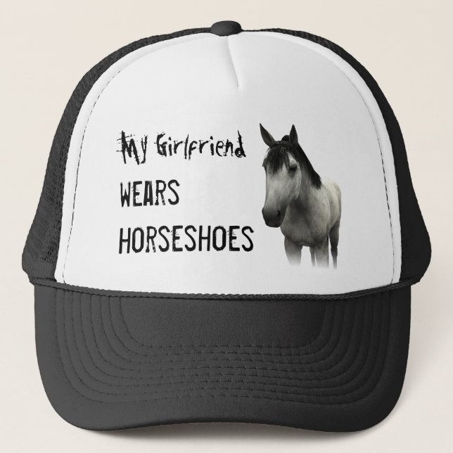 My Girlfriend Wears Horseshoes - Gray Trucker Hat (Front)
