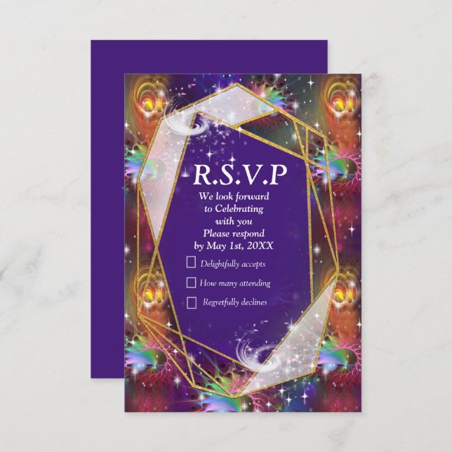 My Glamorous Funky Disco design RSVP Card (Front/Back)