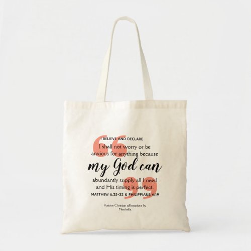MY GOD CAN Positive Christian Affirmation Tote Bag