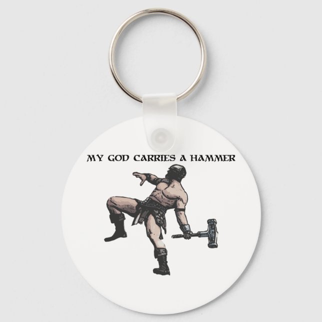 My God carries a hammer Keychain (Front)