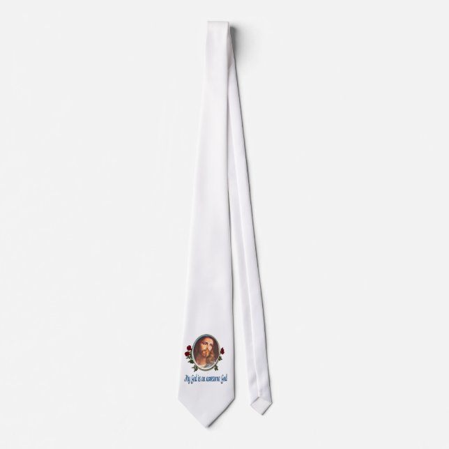 My God is a awesome God Bible verse Neck Tie (Front)