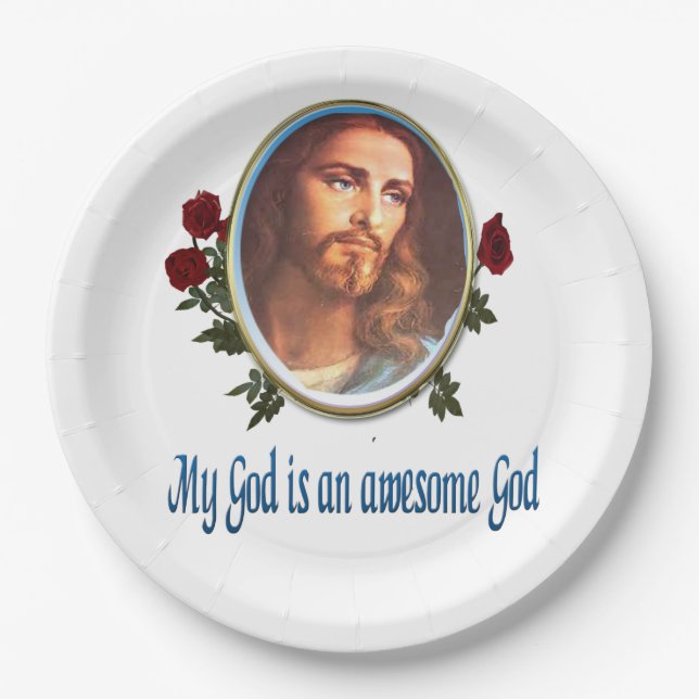 My God is a awesome God Bible verse Paper Plates (Front)