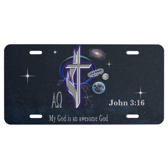 My God is an awesome God License Plate (Front)