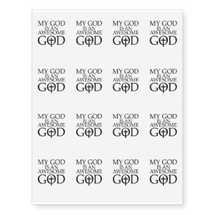 My God Is An Awesome Jesus Christian Temporary Tattoos