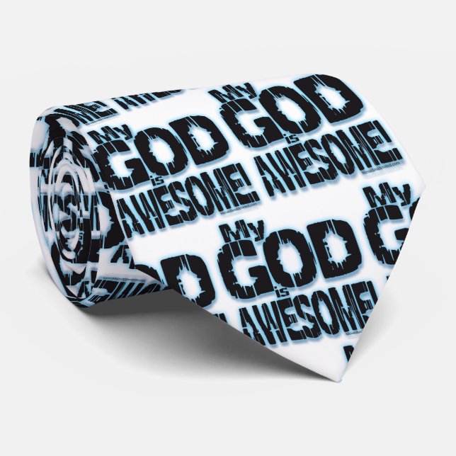 My GOD is Awesome Christian Themed Tie for Men (Rolled)