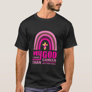 My God Is Bigger Than Breast Cancer Ribbon Cross  T-Shirt