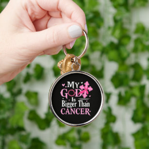 My God is Bigger Than Cancer Breast Keychain