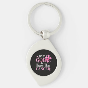 My God is Bigger Than Cancer Breast Keychain