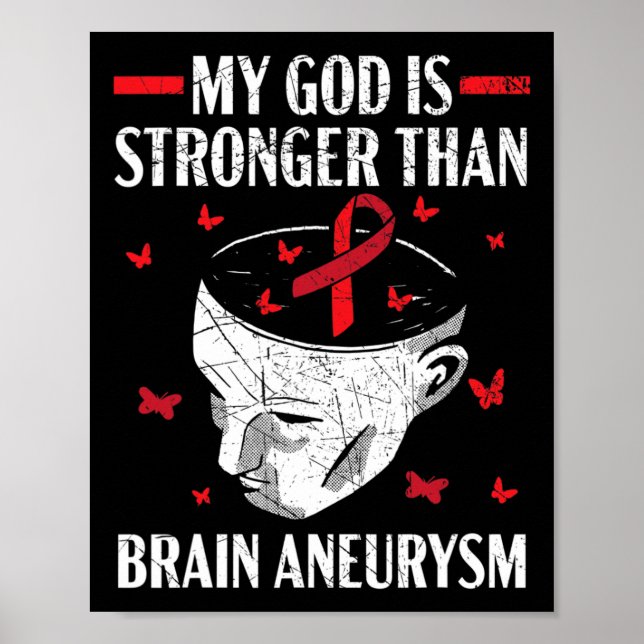 My God Is Stronger Than Brain Aneurysm Aneurysm Aw Poster (Front)