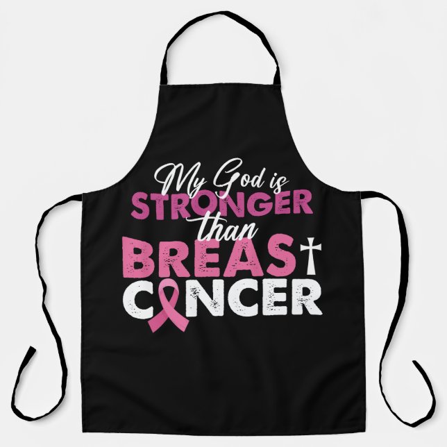 My God Is Stronger Than Breast Cancer Christian  Apron (Front)