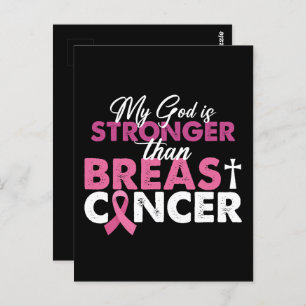 My God Is Stronger Than Breast Cancer Christian Postcard